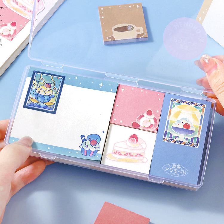 BGM Memo Seal Set: MEMONO — Café à la Mode Stained Glass — flat lay