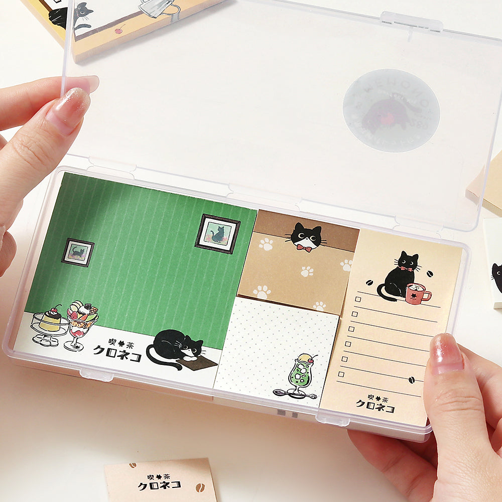 BGM Memo Seal Set: MEMONO — Café Kuroneko — flat lay