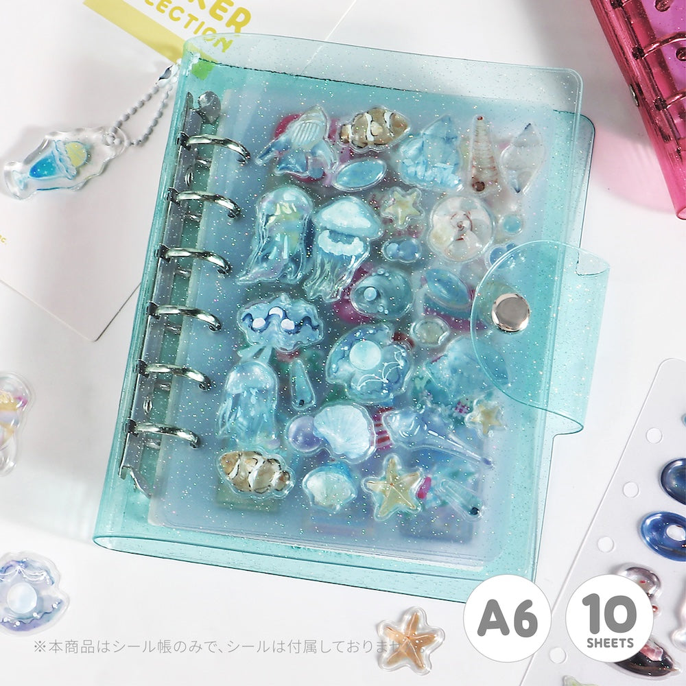 BGM Notebook-Style Sticker Book — A6 Glitter Light Blue — sticker detail