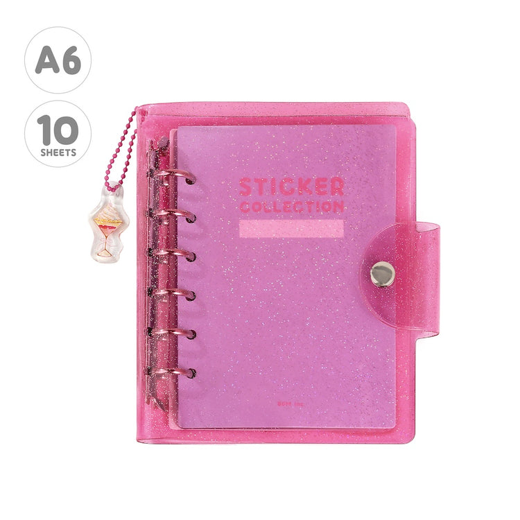 BGM Notebook-Style Sticker Book — A6 Glitter Pink — sheet front