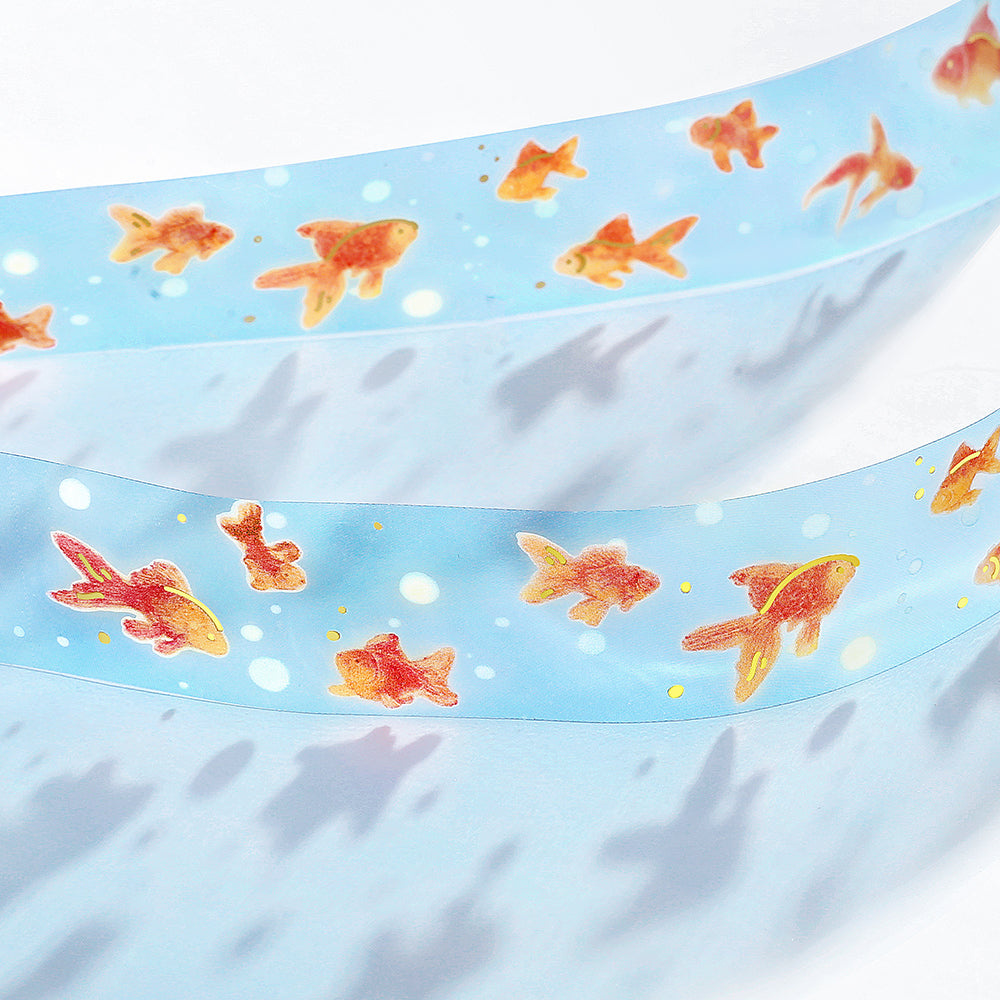 BGM Summer Limited Edition Clear Tape — Fluttering Goldfish — rolled out on paper