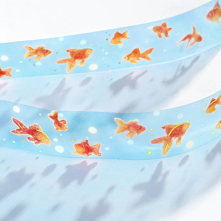 BGM Summer Limited Edition Clear Tape — Fluttering Goldfish — rolled out on paper