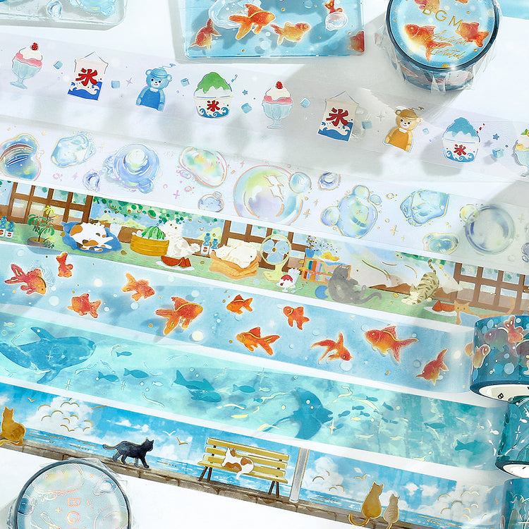 BGM Summer Limited Edition Clear Tape — Fluttering Goldfish — roll side view