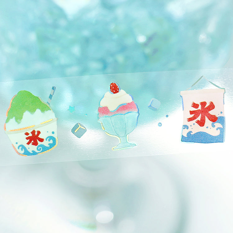 BGM Summer Limited Edition Clear Tape — Summer-Colored Ice — rolled out on paper