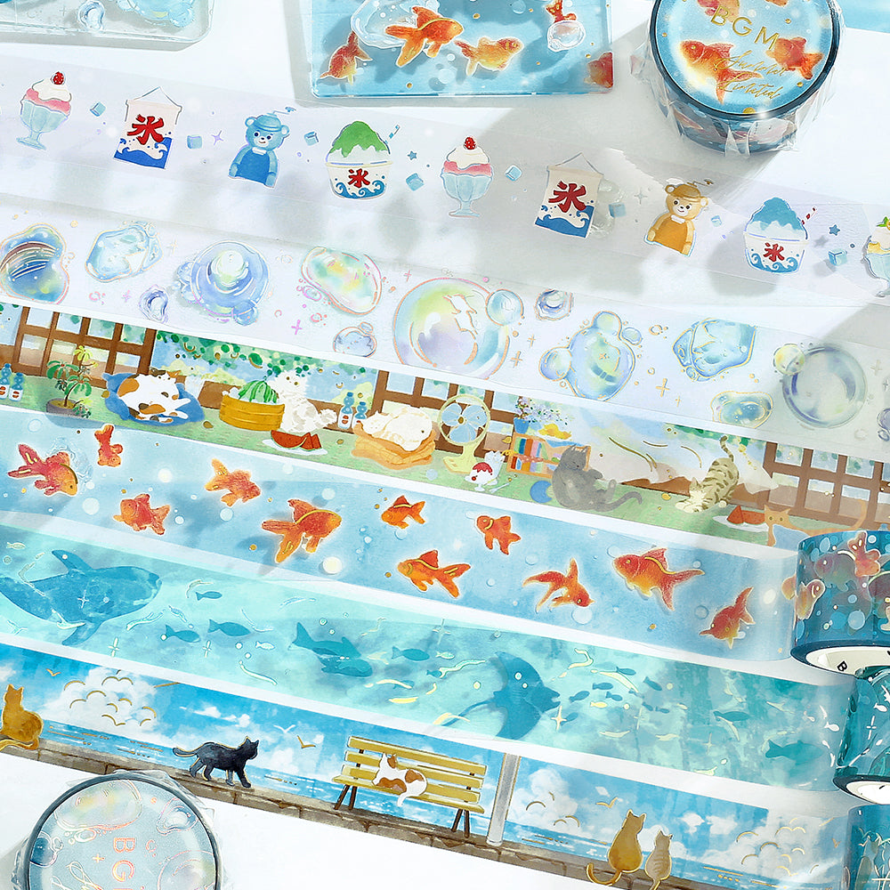 BGM Summer Limited Edition Clear Tape — Summer-Colored Ice — roll side view