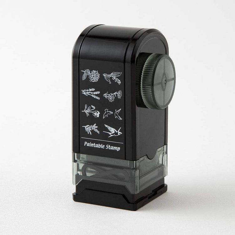 Midori Paintable Rotating Stamp Dial — Flower & Bird — with packaging