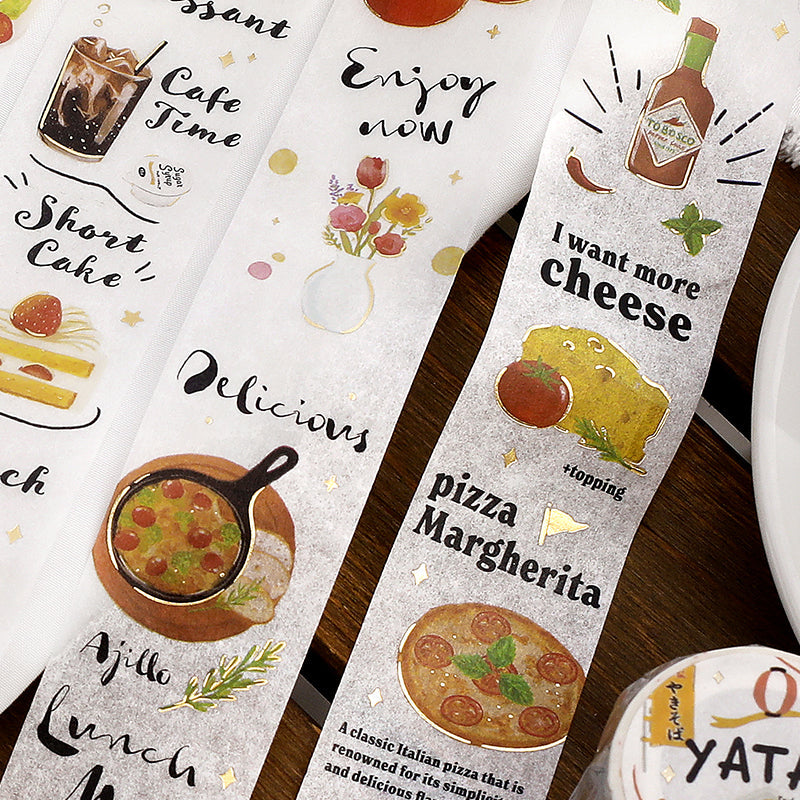 BGM Foil Stamping Masking Tape: Today's Menu — Pizzeria — rolled out on paper