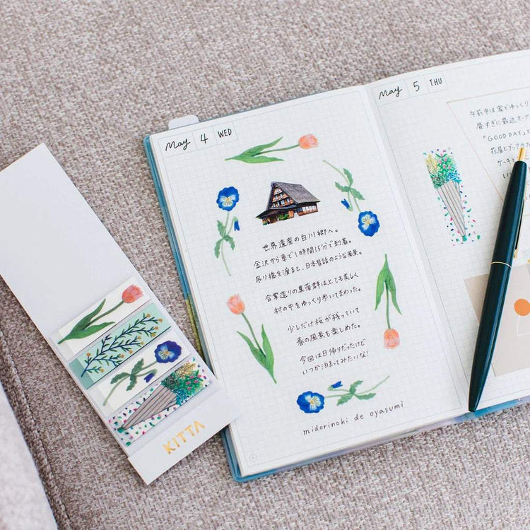 KITTA Masking Tape — Clear Flower — with packaging