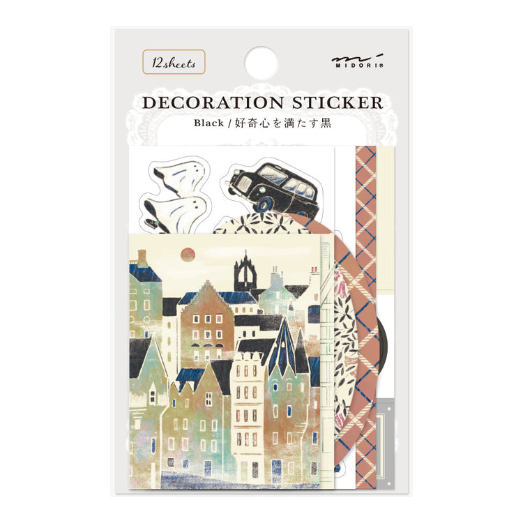 Midori Yuka Takamaru Decoration Stickers — Black — sheet front