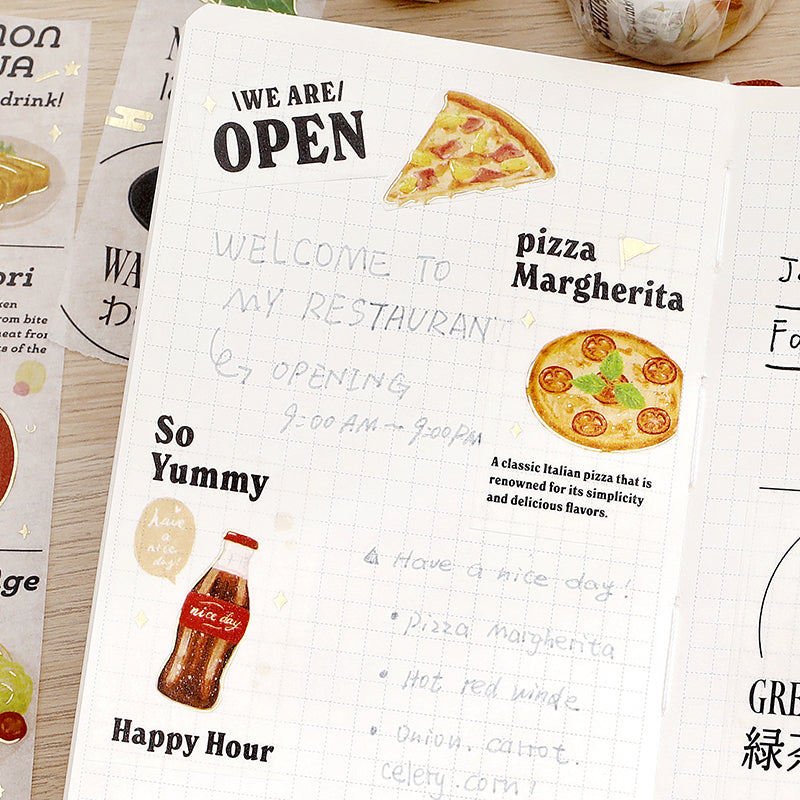 BGM Foil Stamping Masking Tape: Today's Menu — Pizzeria — with packaging