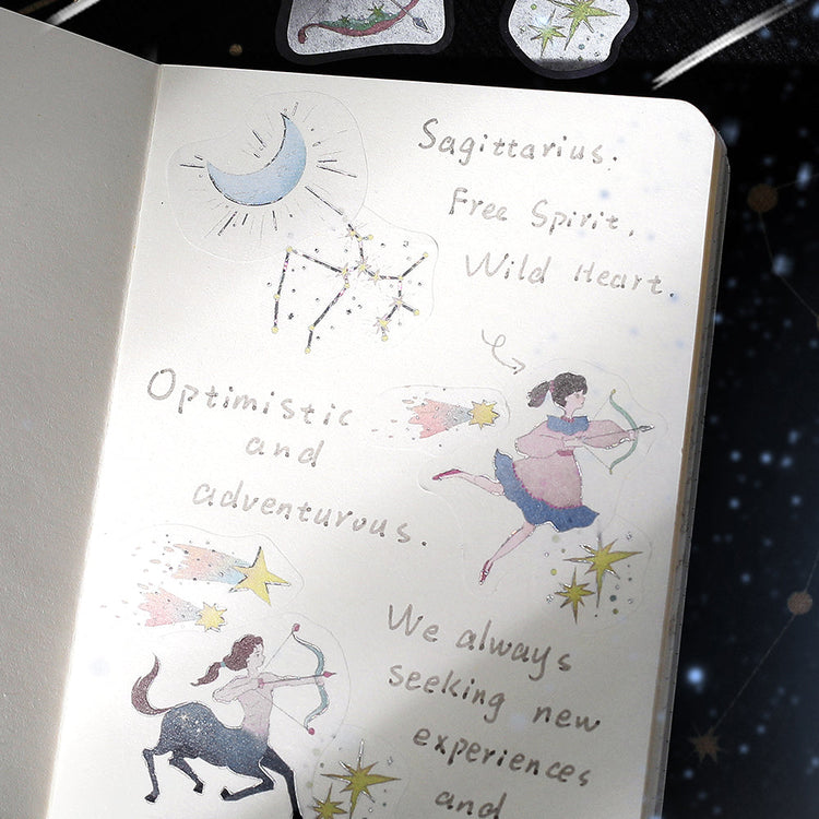 BGM Foil Stamping Flake Seal: Star Poem — Scorpio, Sagittarius & Capricorn — with packaging