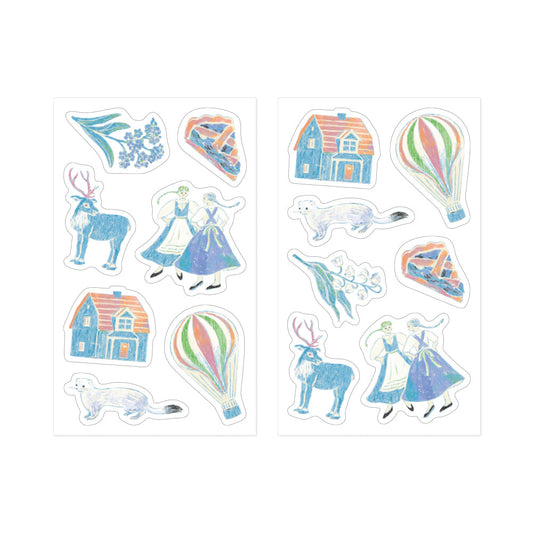Midori Yuka Takamaru Decoration Stickers — Light Blue — sticker detail