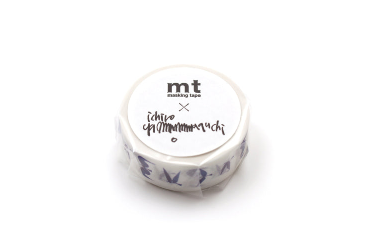 mt x Yamaguchi Ichiro Washi Tape — Blue Bird — rolled out on paper