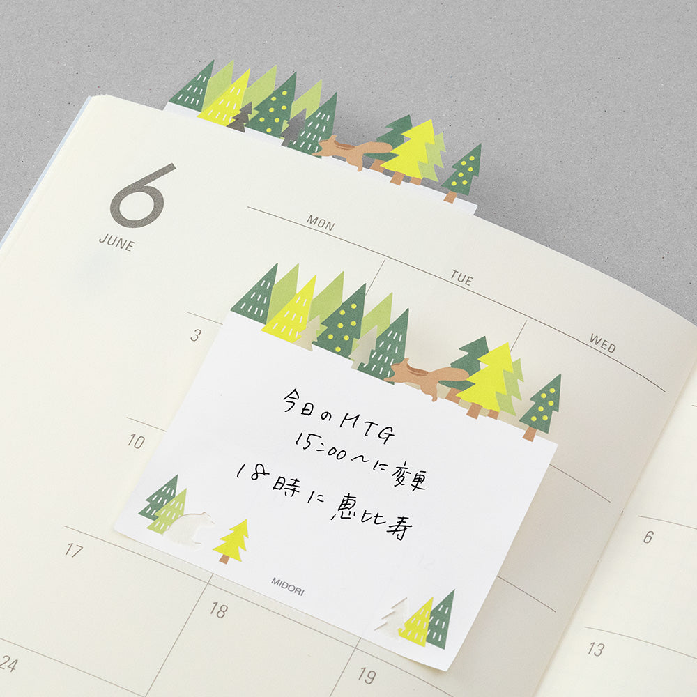 Midori Sticky Notes Die-Cutting — Forest — angle view
