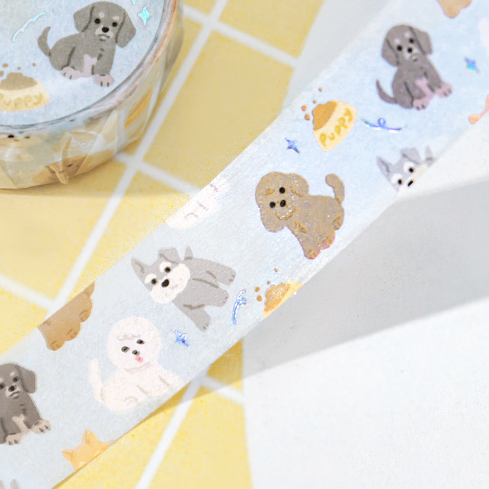 BGM Foil Stamping Masking Tape — I love Dog — rolled out on paper