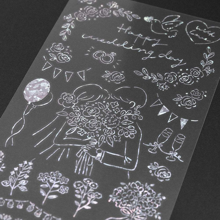 Midori Foil Transfer Sticker for Decoration — Wedding Ceremony — applied in a journal