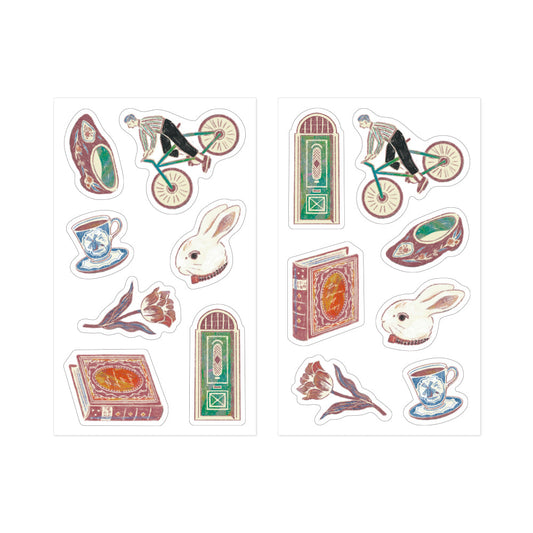 Midori Yuka Takamaru Decoration Stickers — Dark Red — sticker detail