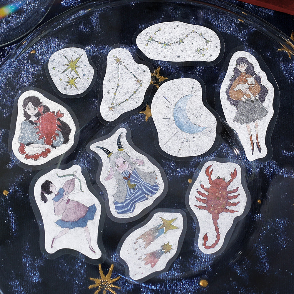 BGM Foil Stamping Flake Seal: Star Poem — Scorpio, Sagittarius & Capricorn — applied in a journal