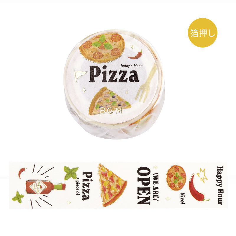 BGM Foil Stamping Masking Tape: Today's Menu — Pizzeria — roll front