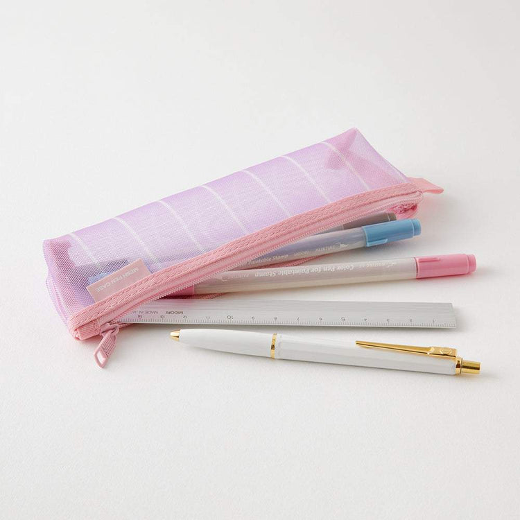Midori Mesh Pen Case <Limited Edition> — Stripe Purple — with packaging
