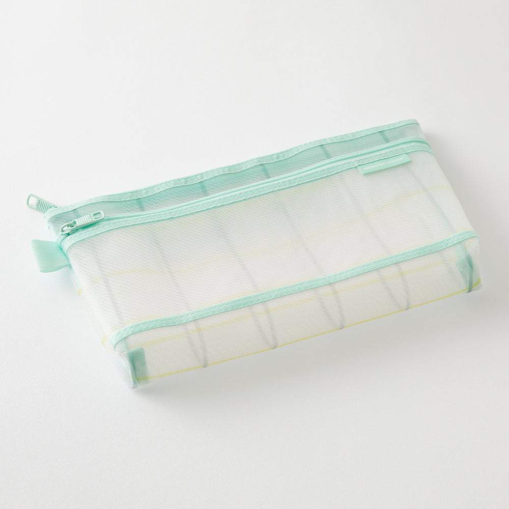 Midori Mesh Pen Pouch <Limited Edition> — Check Green — detail view