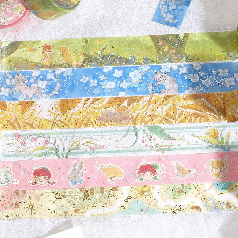 BGM Foil Stamping Masking Tape: Mysterious Journey — Friends — roll side view