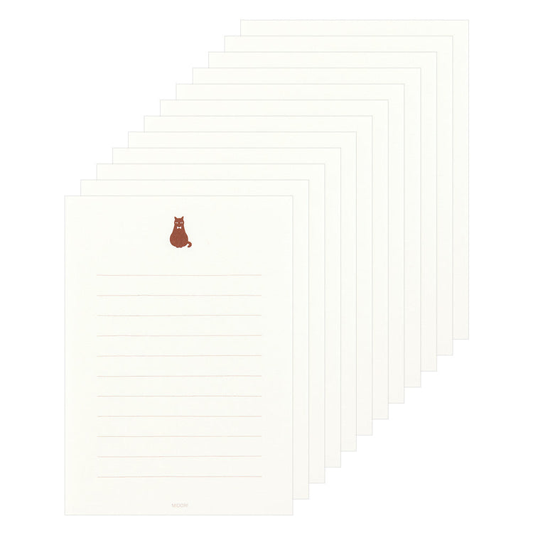 Midori Letter Set with Stickers — Black Cat — angle view