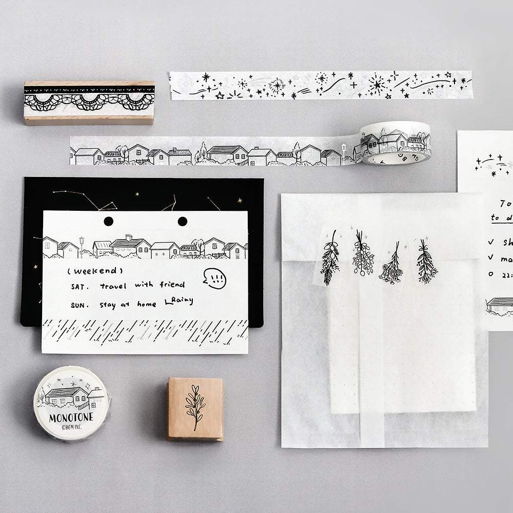 BGM Foil Stamping Masking Tape: Monotone — Rain — colour close-up