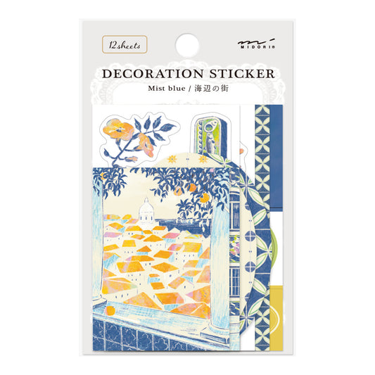 Midori Yuka Takamaru Decoration Stickers — Blue — sheet front