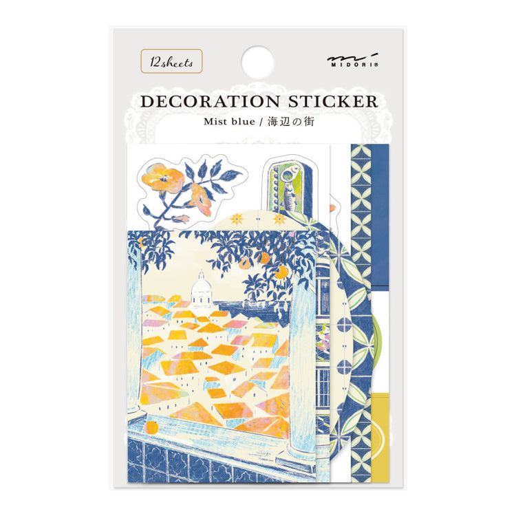 Midori Yuka Takamaru Decoration Stickers — Blue — sheet front