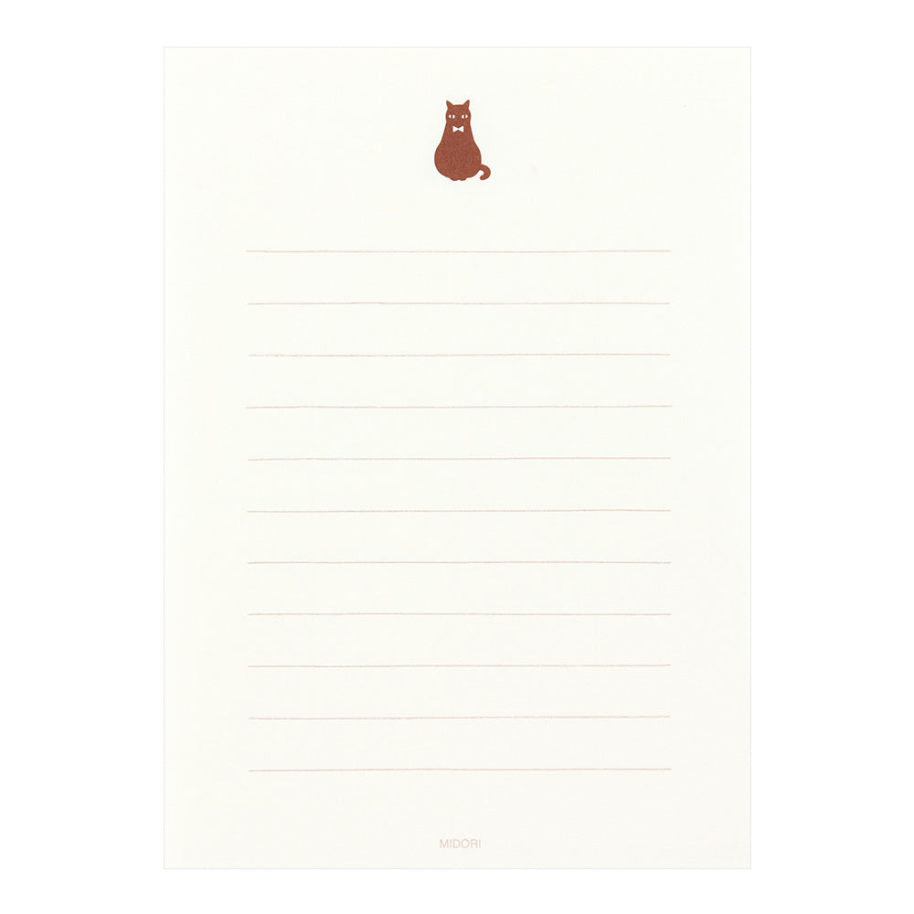 Midori Letter Set with Stickers — Black Cat — detail view
