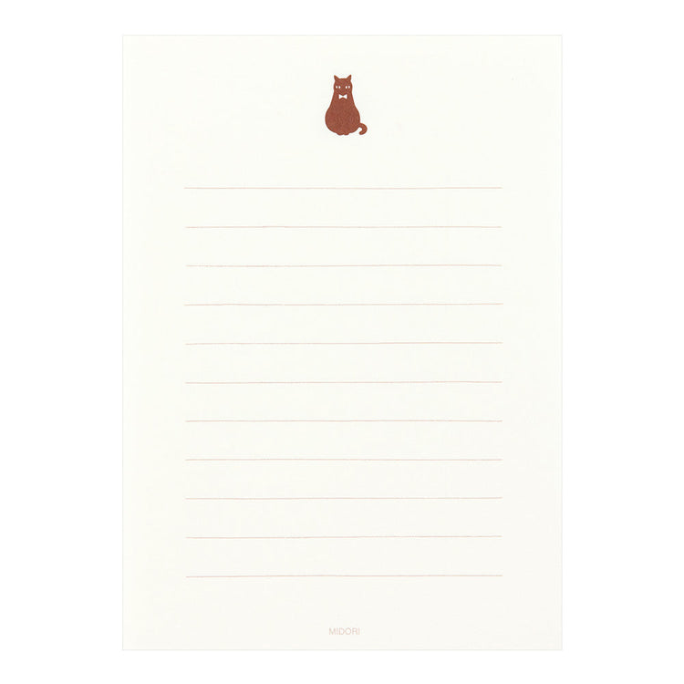 Midori Letter Set with Stickers — Black Cat — detail view