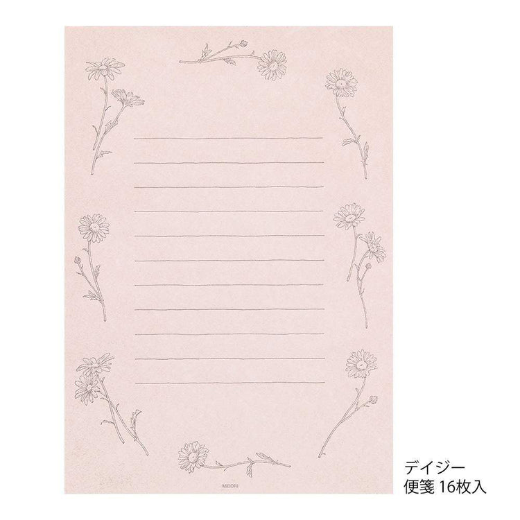 Midori Letter Set 314 Flower Color Washi Paper - Pink