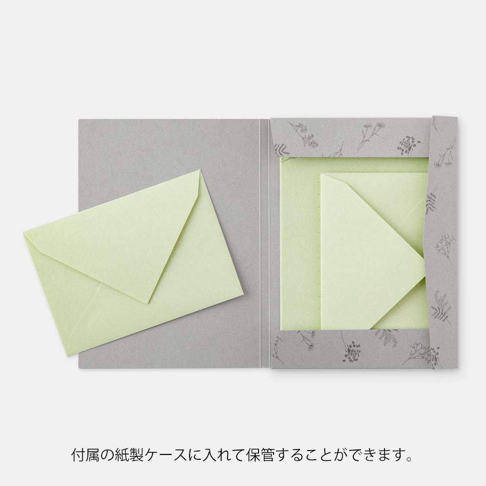 Midori Letter Set Flower Color Washi Paper — Green — angle view