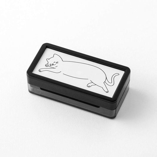Midori Pre-inked Paintable Stamp <Half Size> — Cat — stamped impression