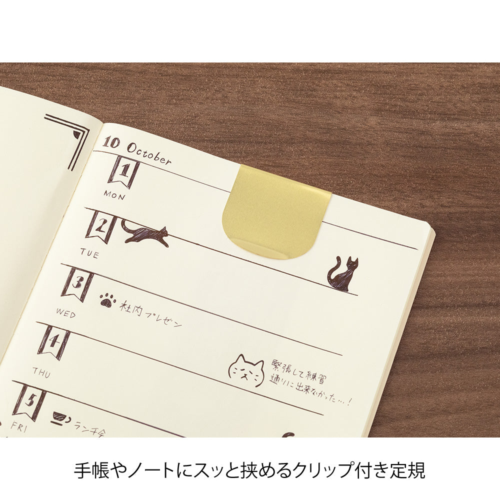 Midori Clip Ruler — Cat A — angle view