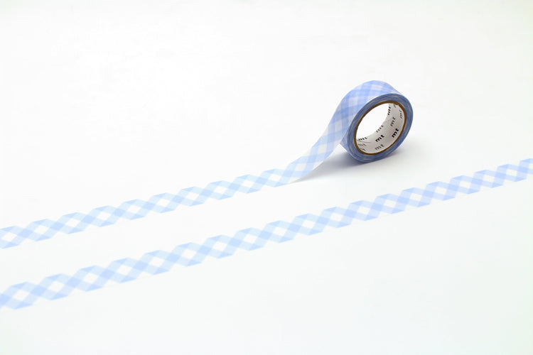 mt 1P Washi Tape — Thick Checkered Pastel Ultramarine — roll front