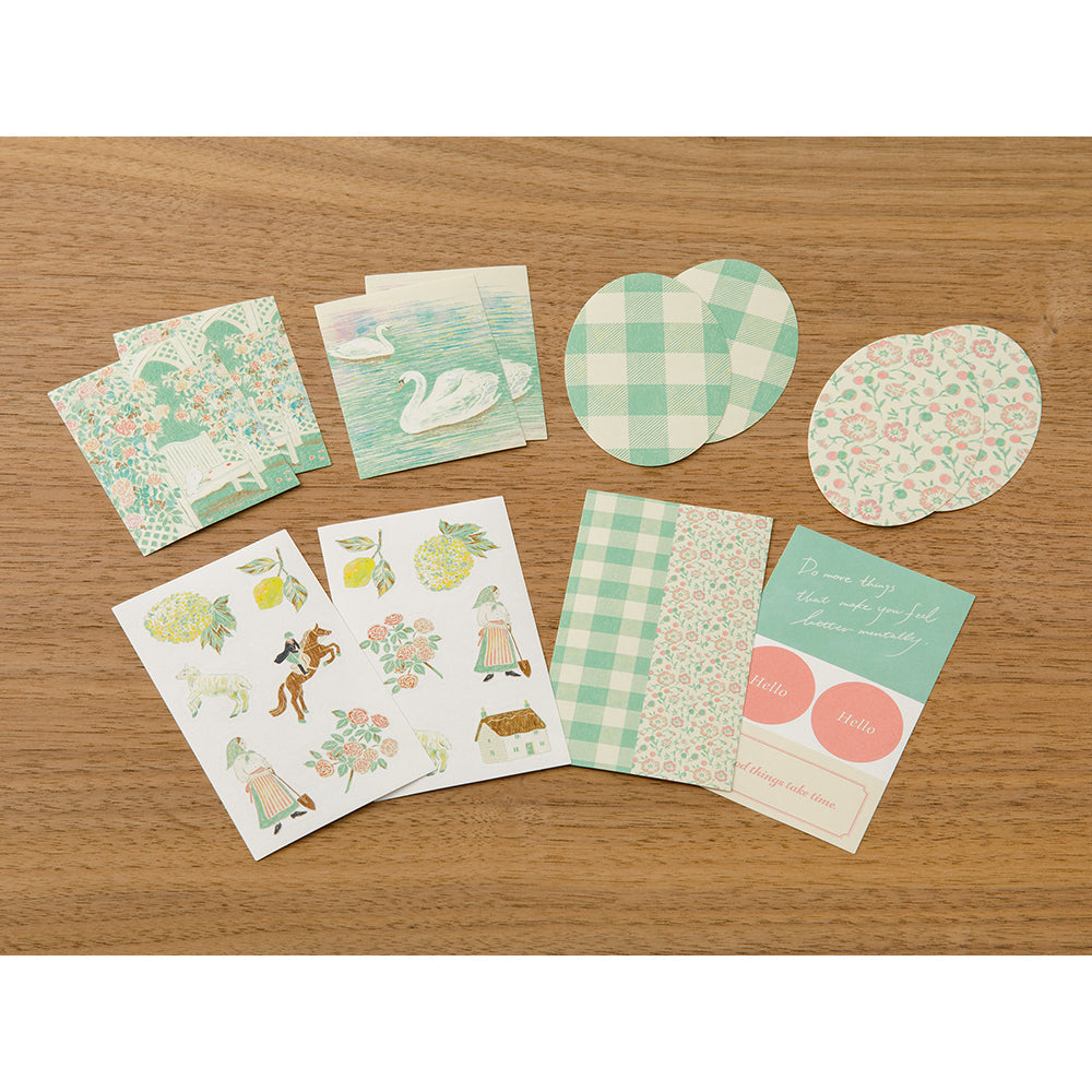 Midori Yuka Takamaru Decoration Stickers — Yellow Green — sheet front
