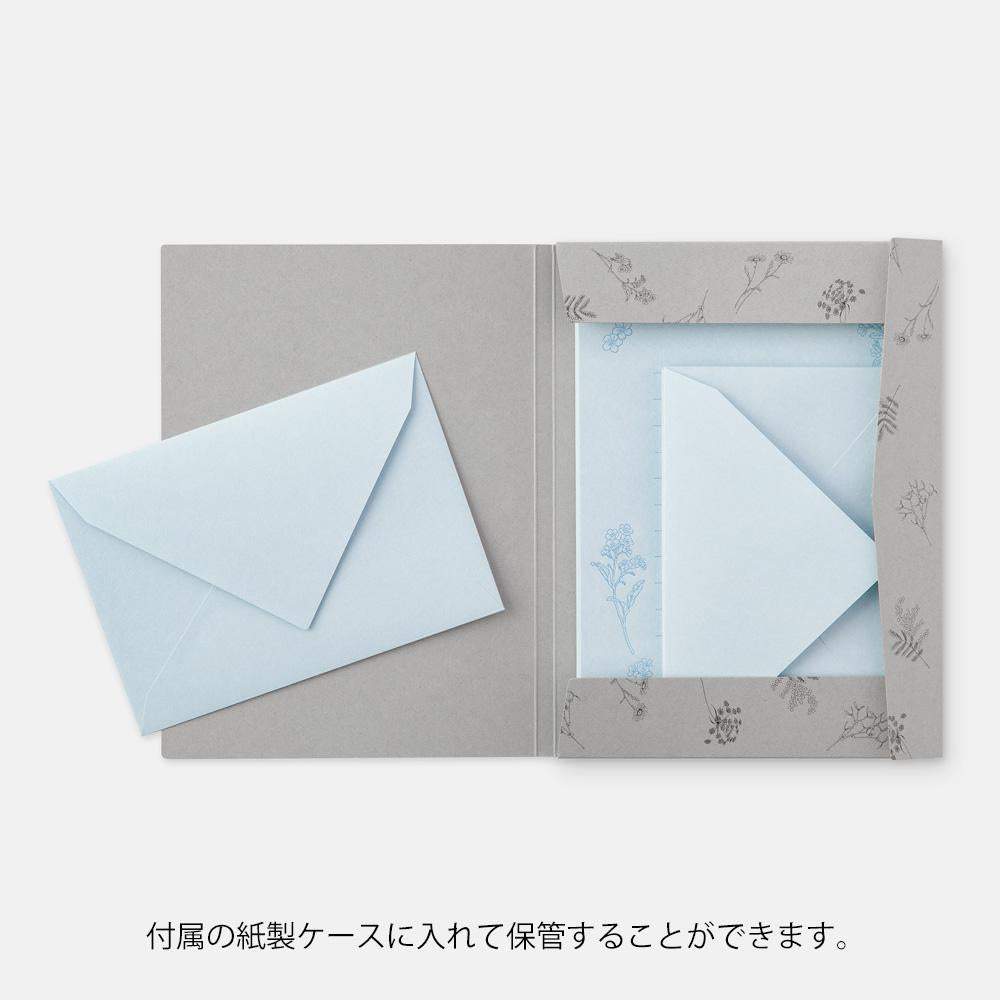 Midori Letter Set Flower Color Washi Paper — Blue — flat lay