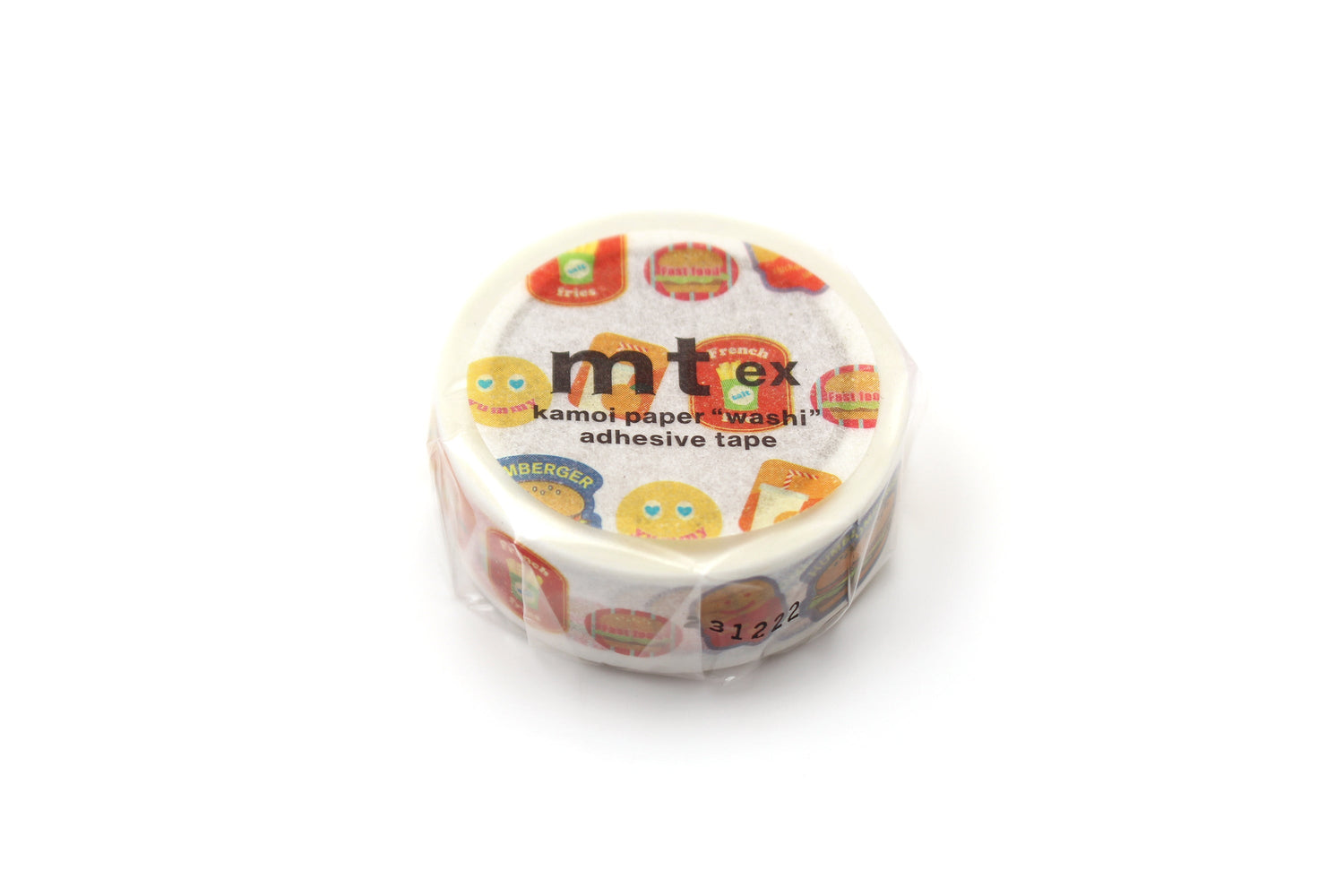 mt EX Washi Tape — Fast Food Sticker — rolled out on paper