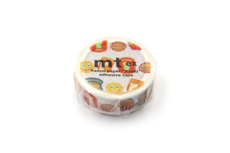 mt EX Washi Tape — Fast Food Sticker — rolled out on paper