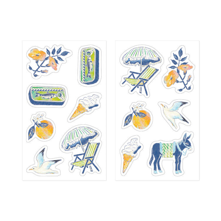 Midori Yuka Takamaru Decoration Stickers — Blue — sticker detail
