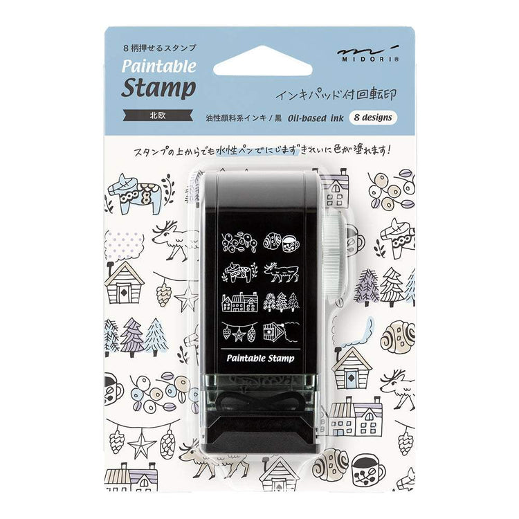 Midori Paintable Rotating Stamp Dial — Nordic Motif — stamp front