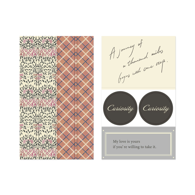 Midori Yuka Takamaru Decoration Stickers — Black — applied in a journal