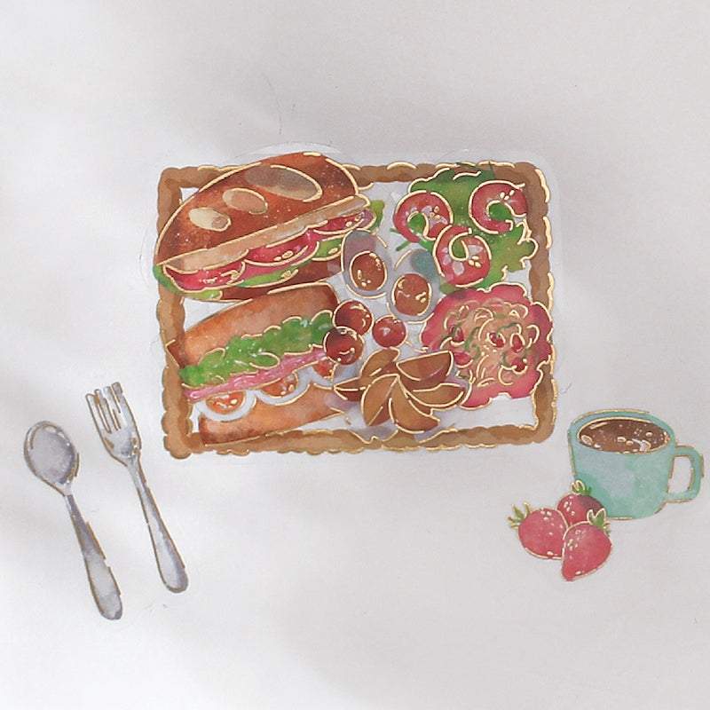BGM Foil Stamping Clear Seal: Food Diary — Western Style Bento — close-up