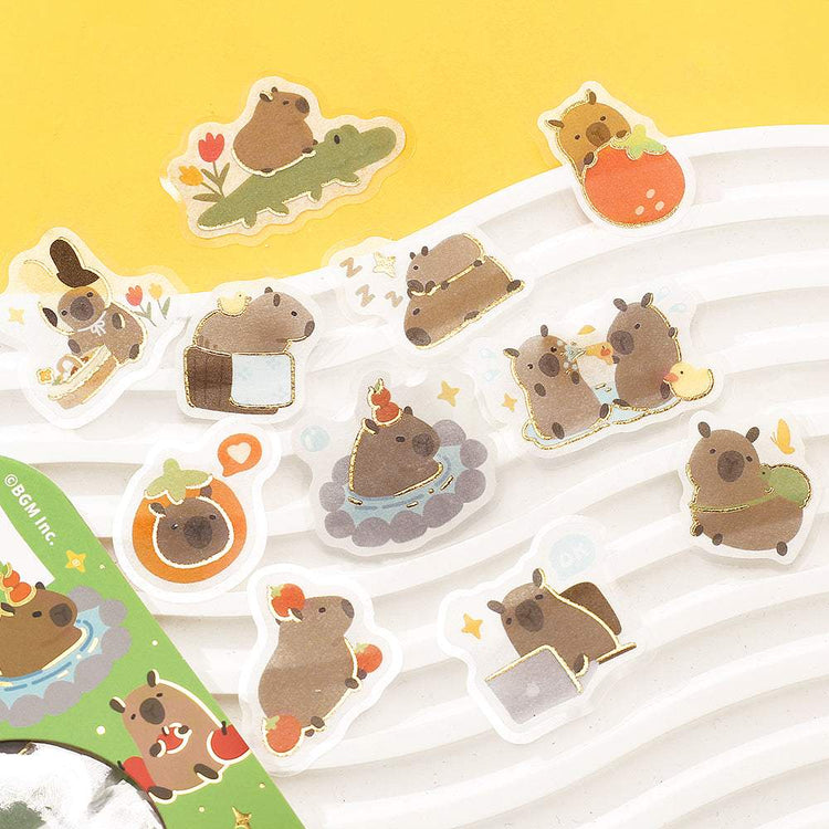 BGM Foil Stamping Flake Seal: Ippai — It's Full of Capybaras — applied in a journal