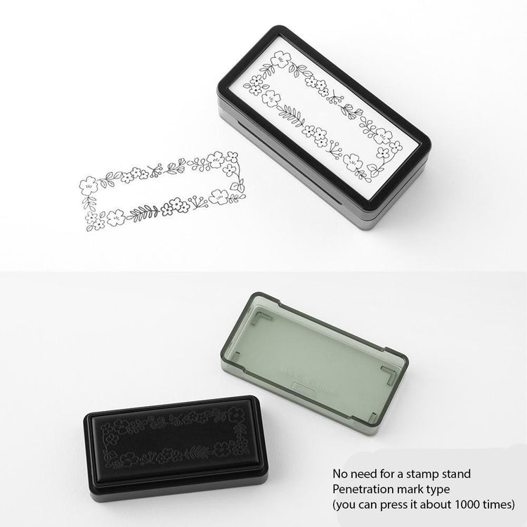 Midori Pre-inked Paintable Stamp <Half Size> — Flower — with packaging