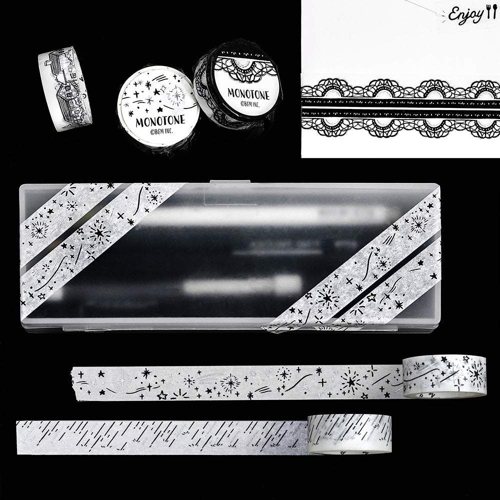BGM Foil Stamping Masking Tape: Monotone — Rain — with packaging