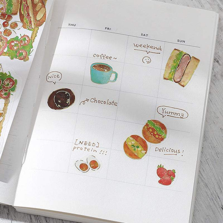 BGM Foil Stamping Clear Seal: Food Diary — Western Style Bento — applied in a journal