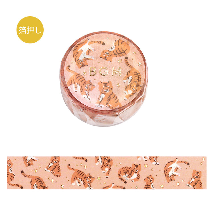 BGM Foil Stamping Masking Tape — I love Tiger — roll front